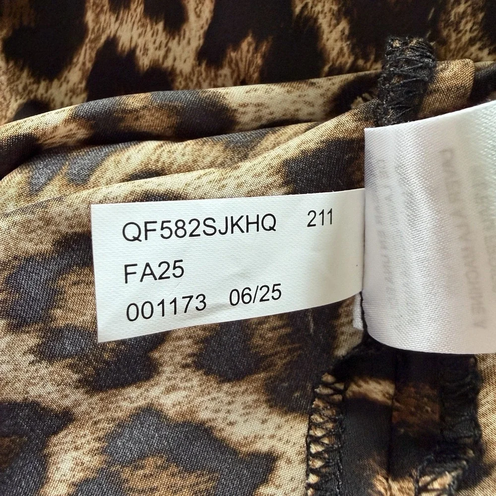 Michael Kors Leopard Sleeveless Cowl Neck Maxi Dress M MK Hardware Animal Print